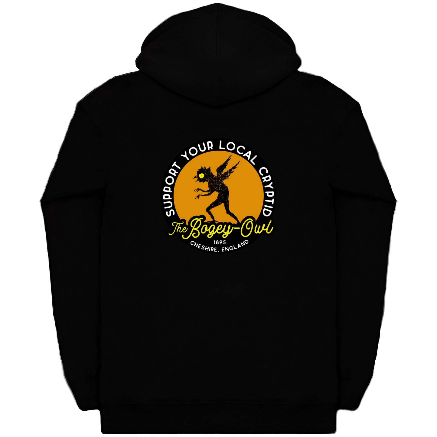 The Bogey Owl Support Your Local Cryptid Heavyweight Zip Hoodie