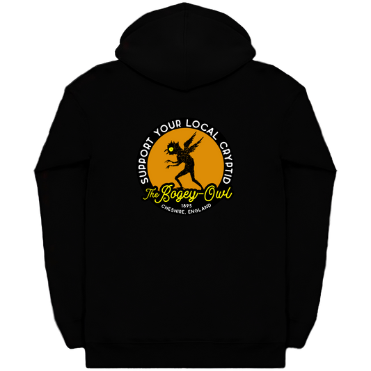 The Bogey Owl Support Your Local Cryptid Heavyweight Zip Hoodie