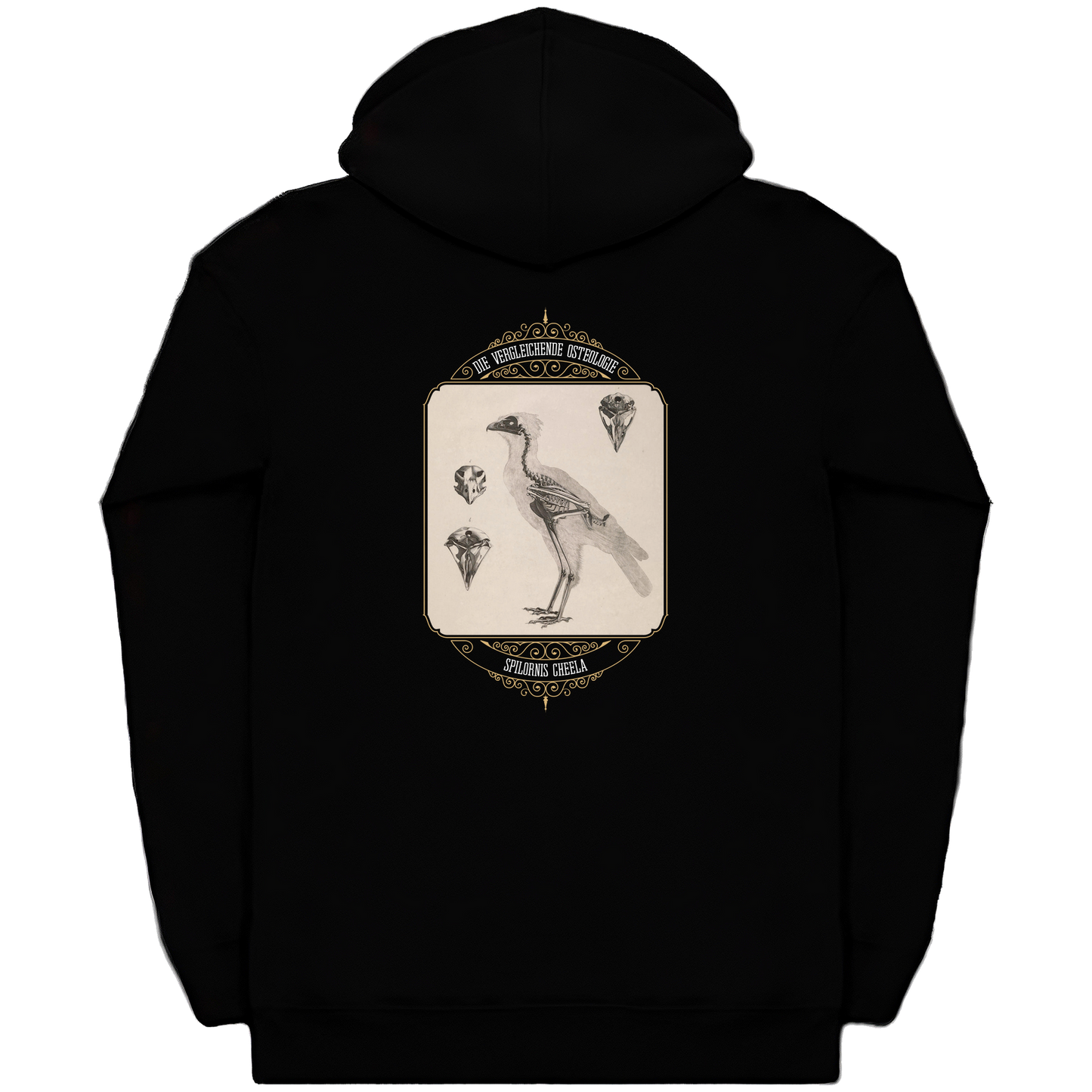 Crested Serpent Eagle Osteology Vintage Illustration Heavyweight Zip Hoodie