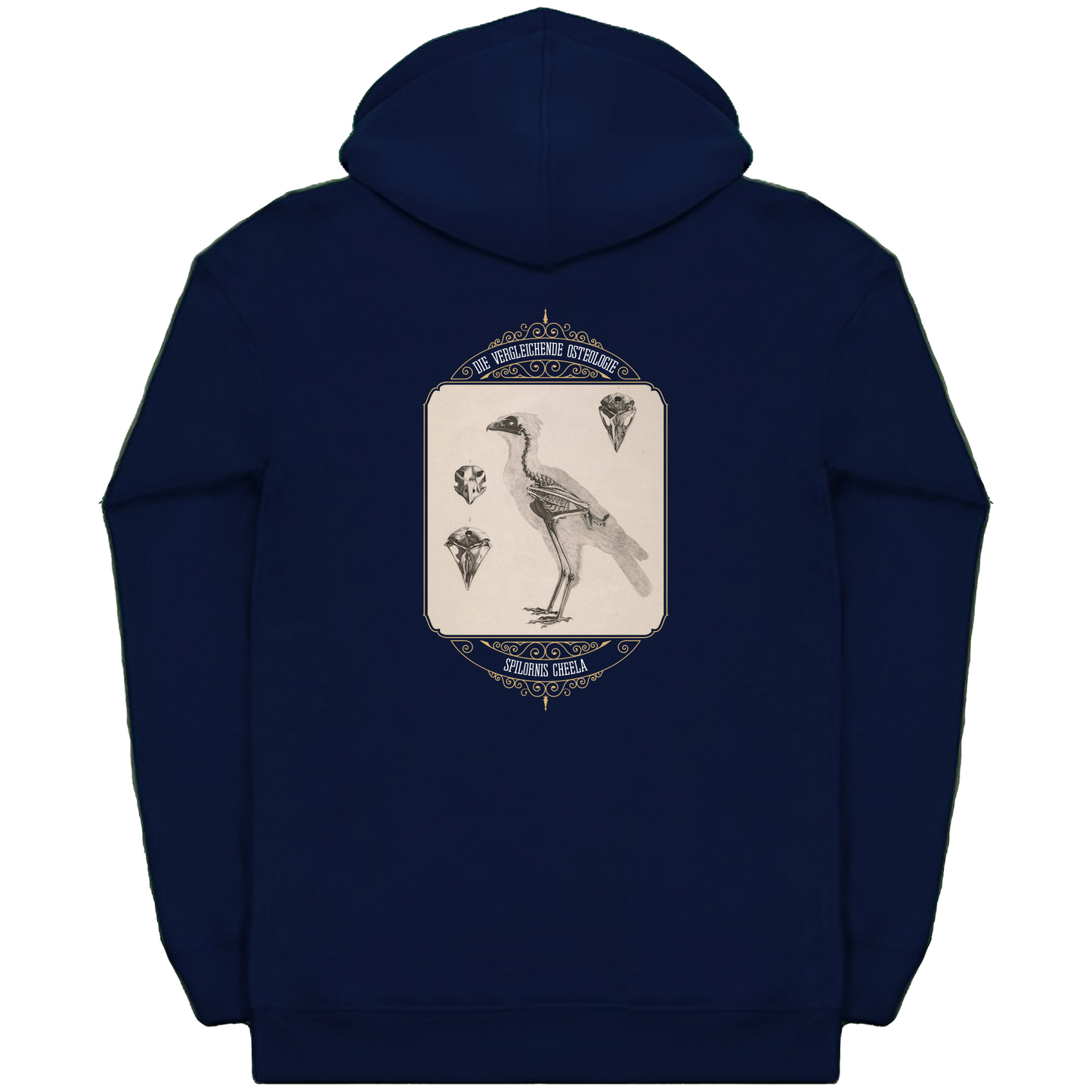 Crested Serpent Eagle Osteology Vintage Illustration Heavyweight Zip Hoodie