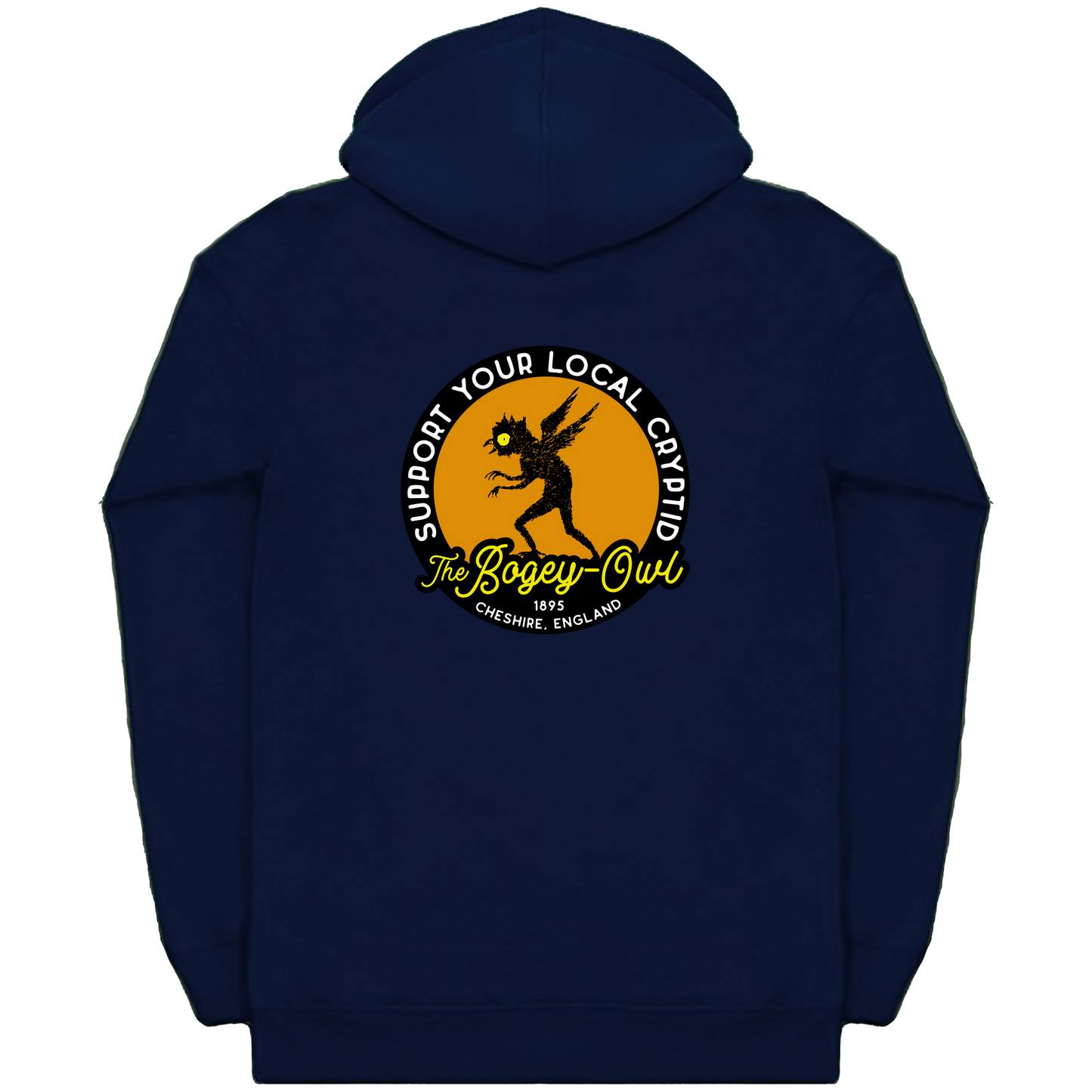 The Bogey Owl Support Your Local Cryptid Heavyweight Zip Hoodie