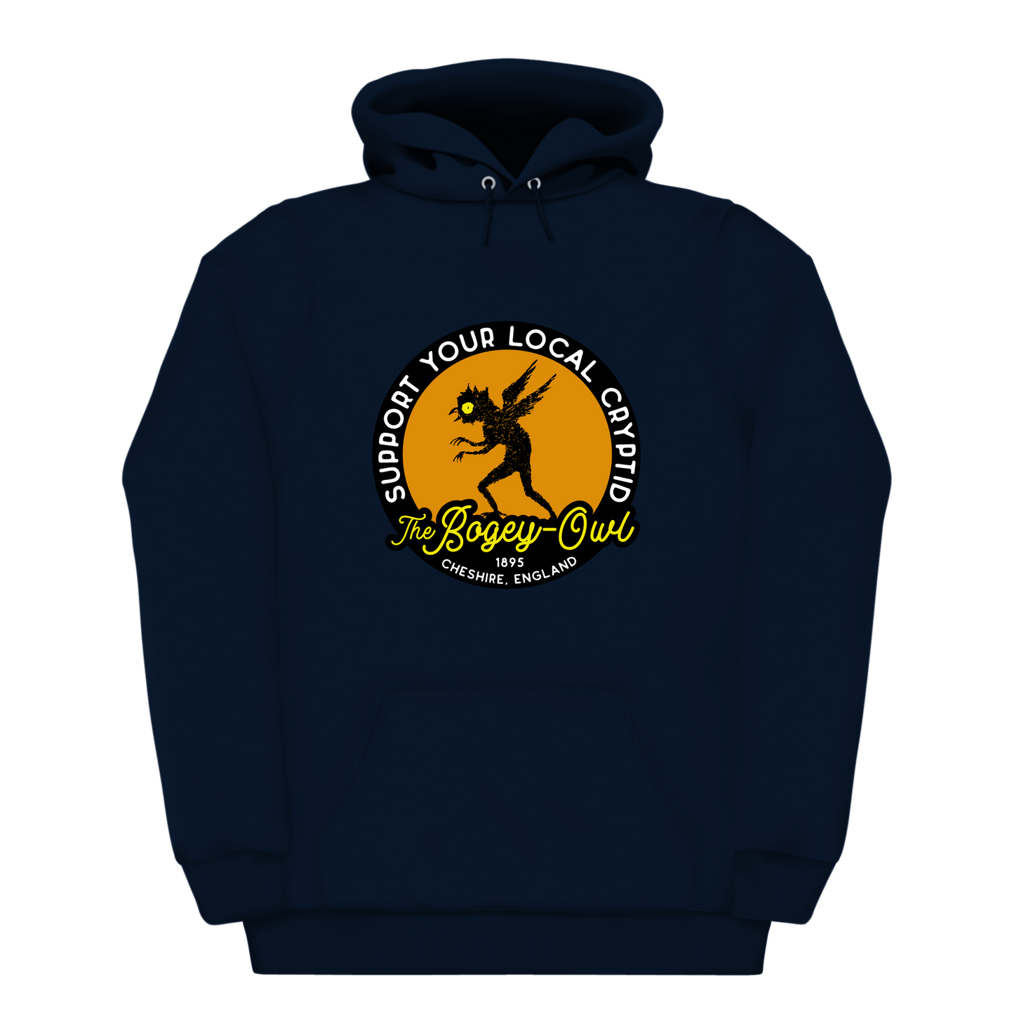 The Bogey Owl Support Your Local Cryptid Heavyweight Hoodie