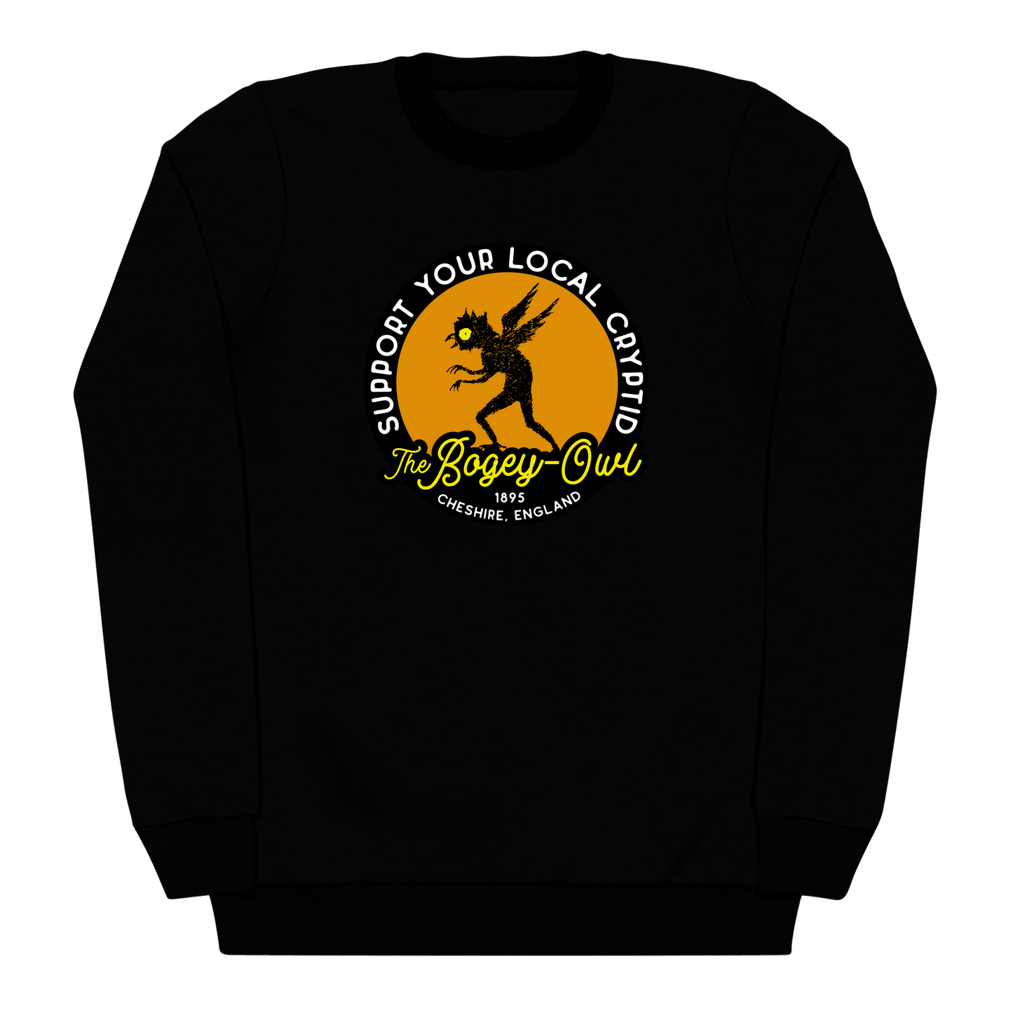 The Bogey Owl Support Your Local Cryptid Heavyweight Sweatshirt