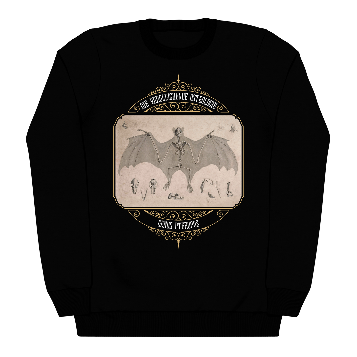 Flying Fox Fruit Bats Vintage Skeleton Illustration Heavyweight Sweatshirt