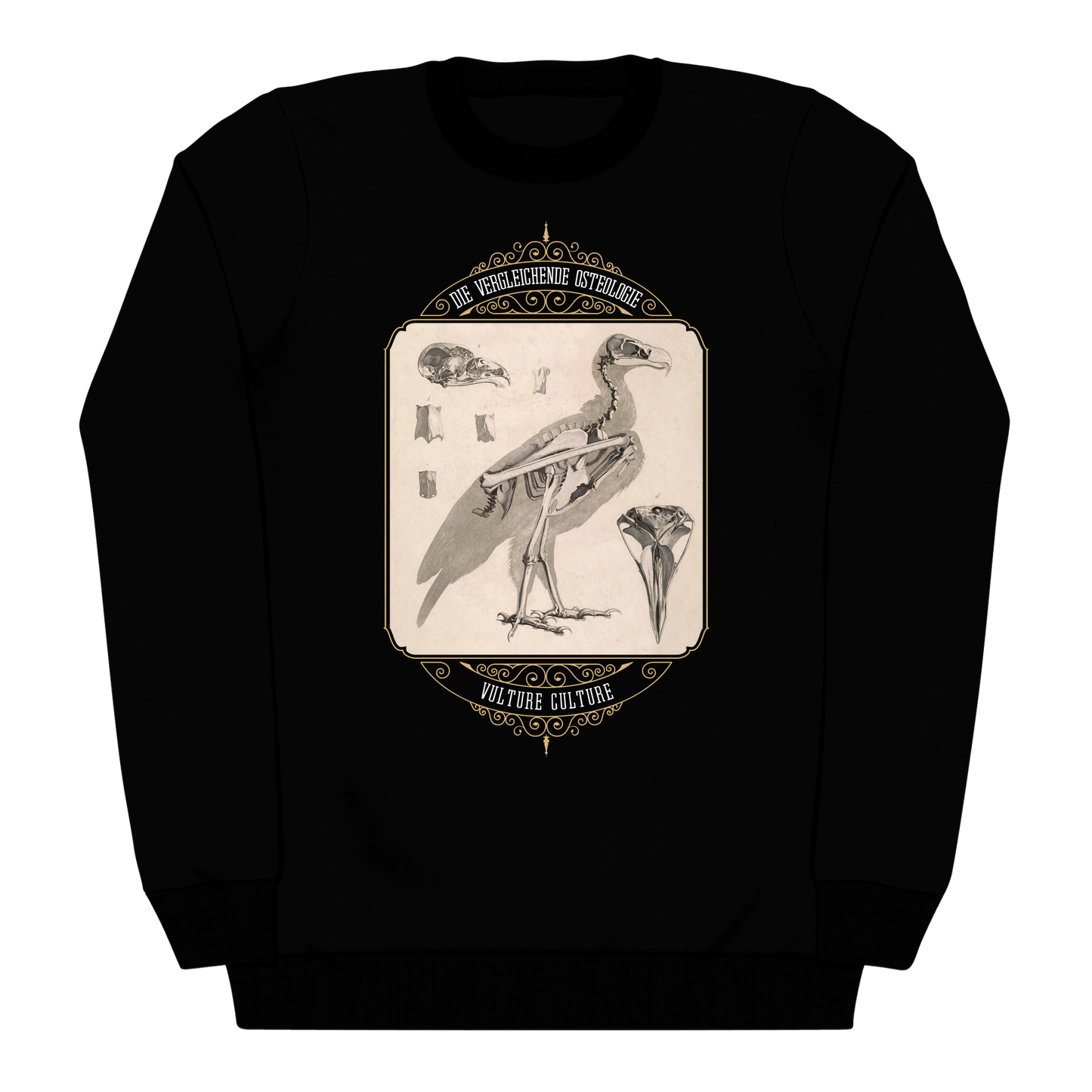 Vulture Culture Bird Skeleton Vintage Illustration Heavyweight Sweatshirt