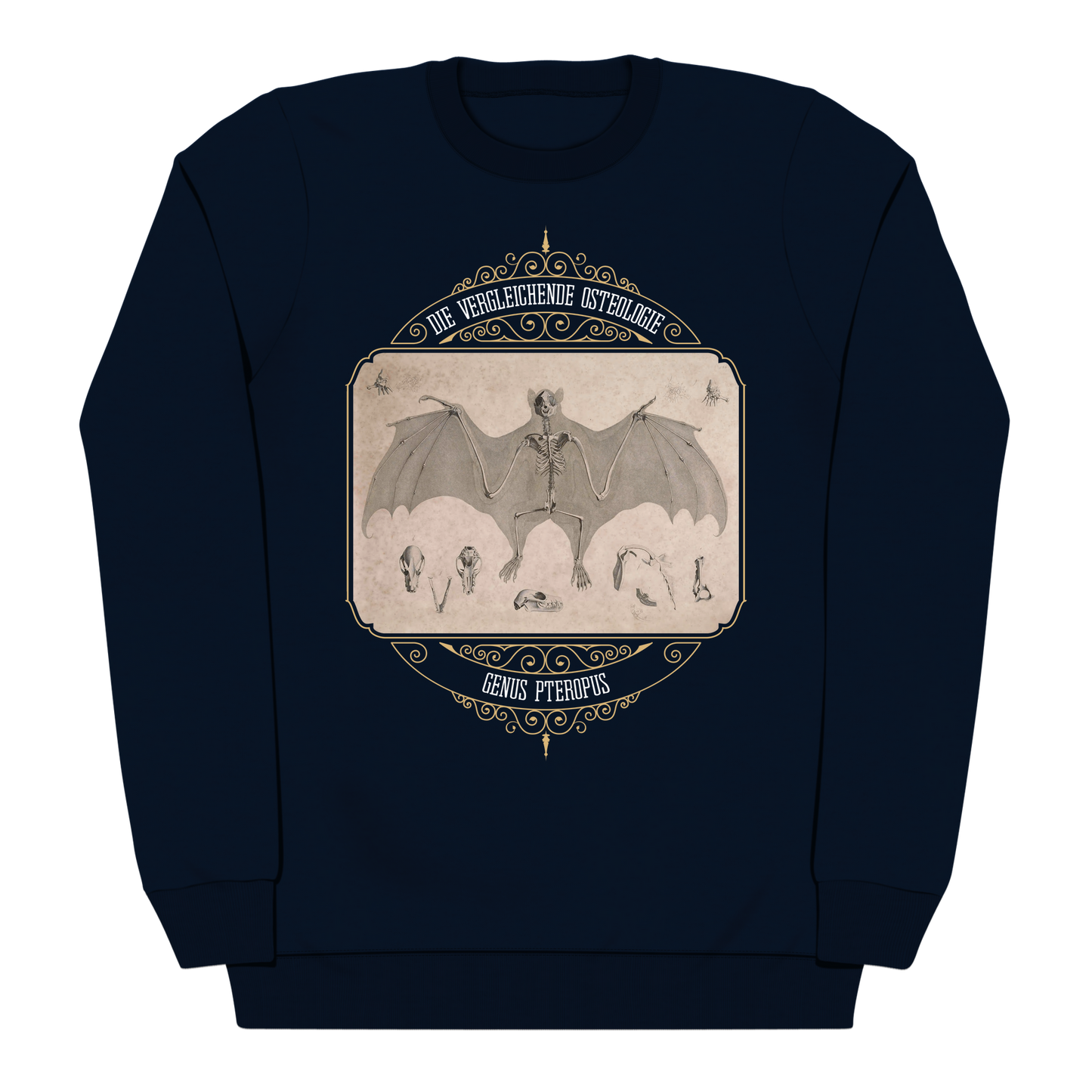 Flying Fox Fruit Bats Vintage Skeleton Illustration Heavyweight Sweatshirt