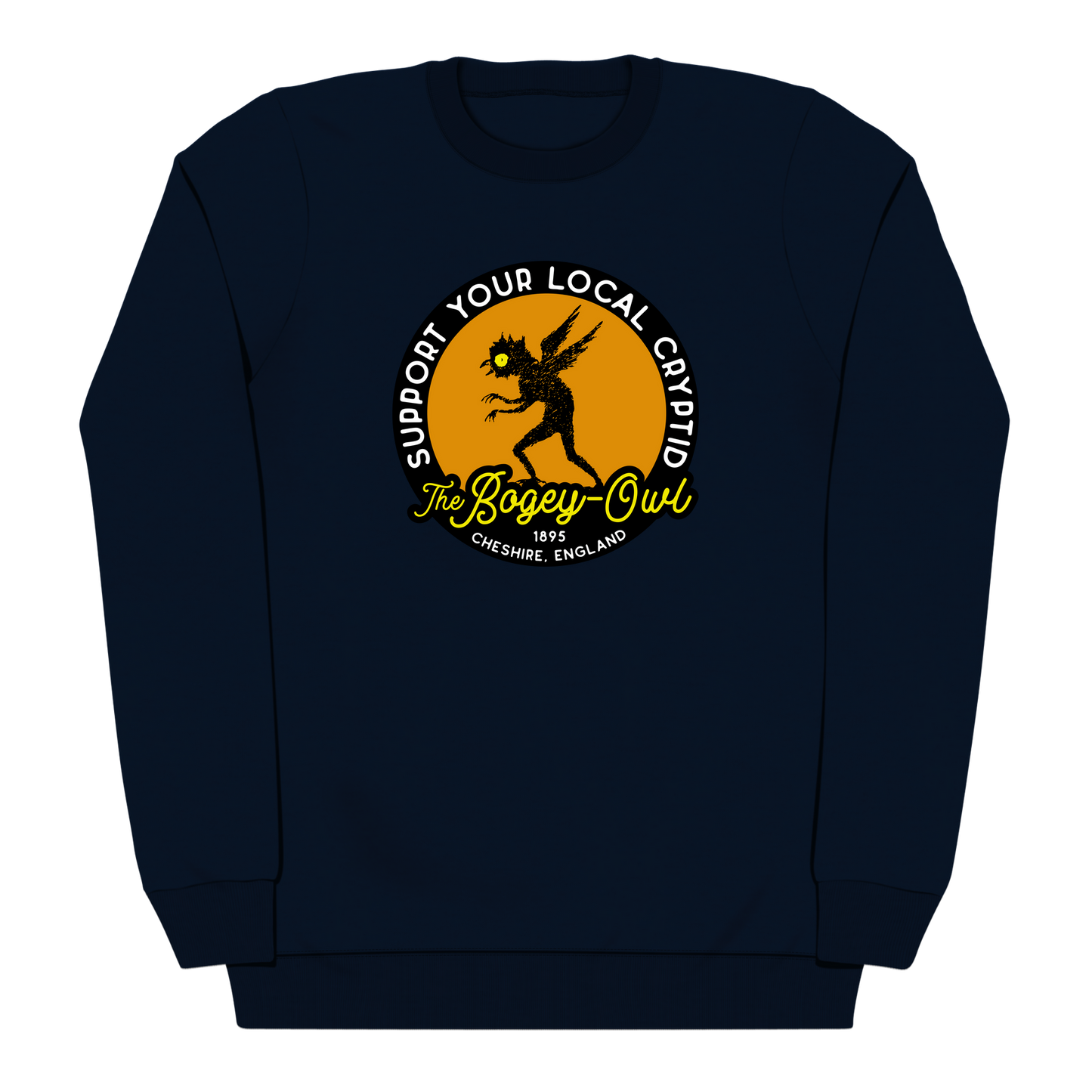 The Bogey Owl Support Your Local Cryptid Heavyweight Sweatshirt