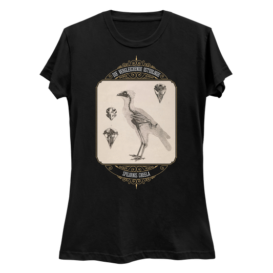 Crested Serpent Eagle Osteology Vintage Illustration Women's Slim Fit T-Shirt