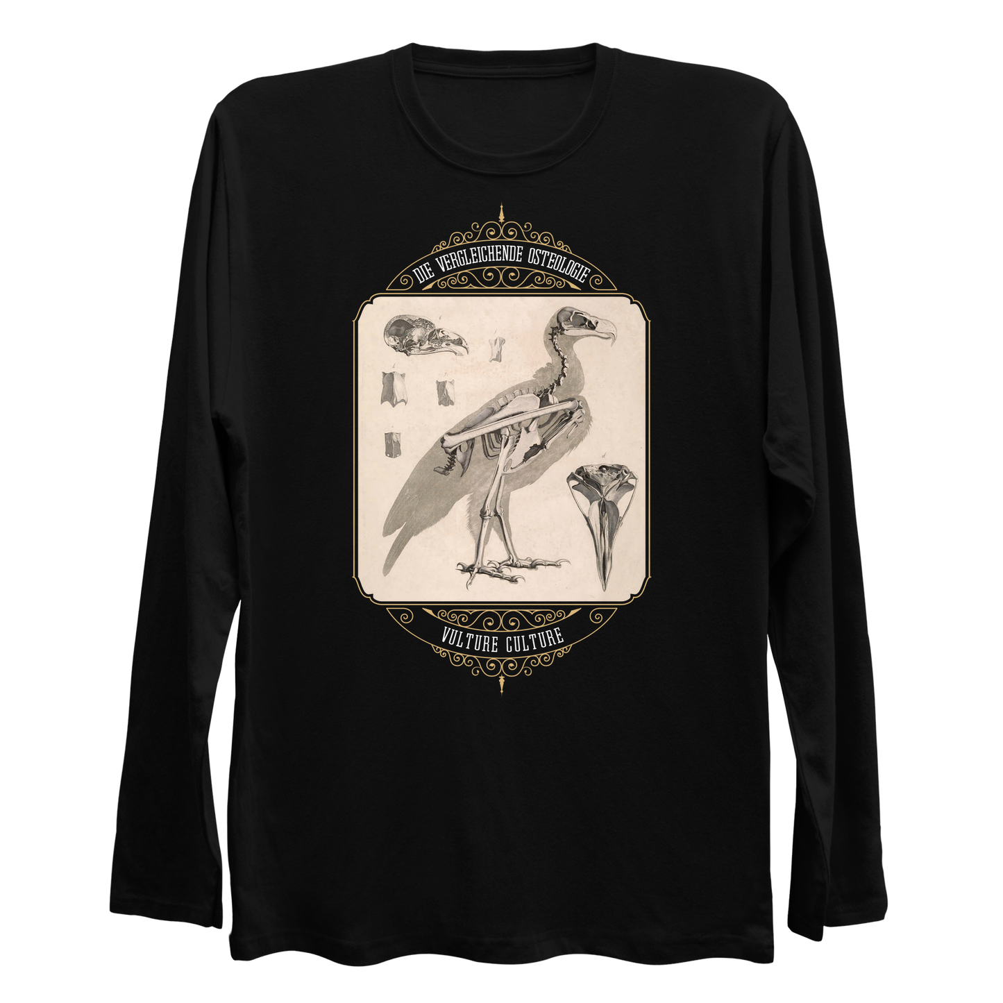 Vulture Culture Bird Skeleton Vintage Illustration Longsleeve Shirt