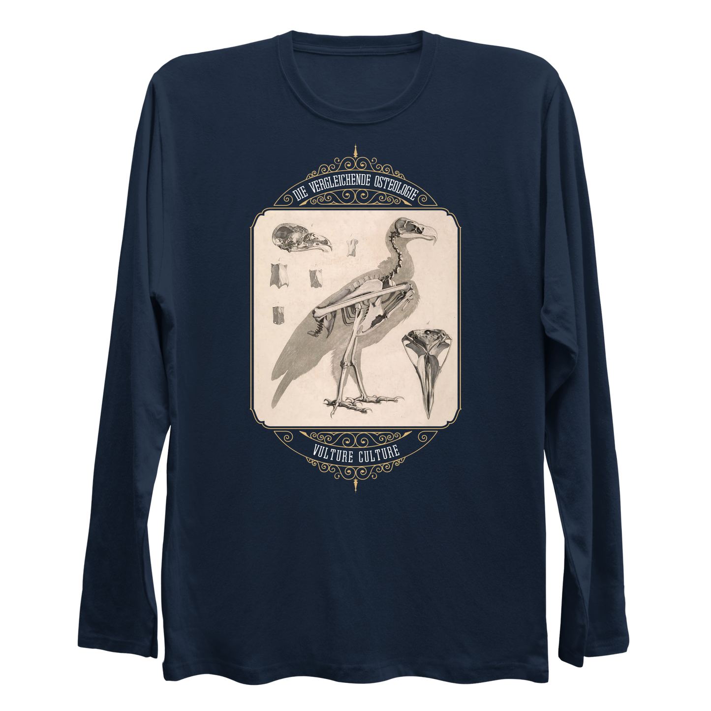 Vulture Culture Bird Skeleton Vintage Illustration Longsleeve Shirt