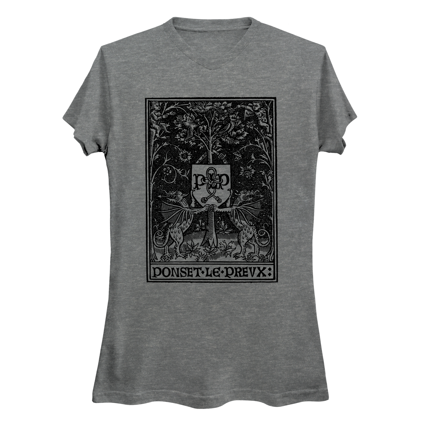 Heraldic Dragons Printer's Mark Women's V-Neck