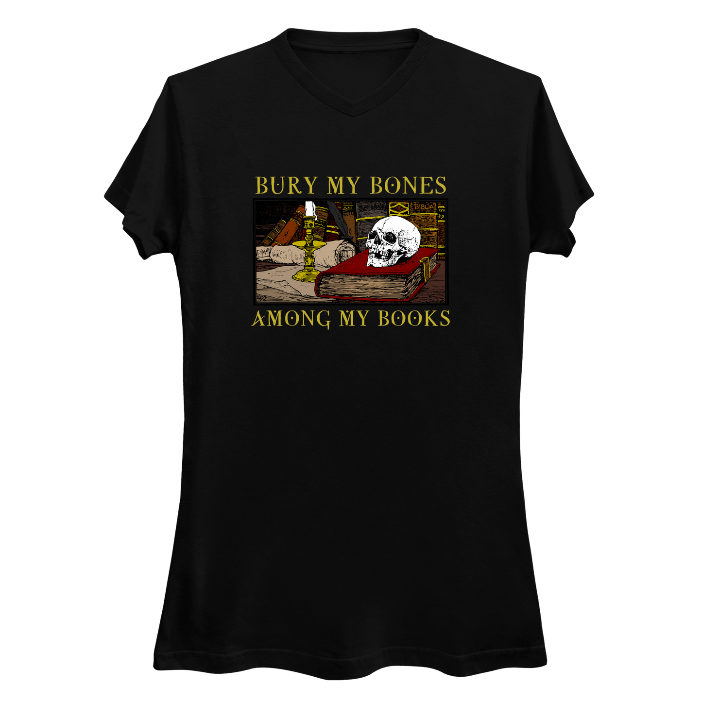 Bury My Bones Among My Books Women's V-Neck