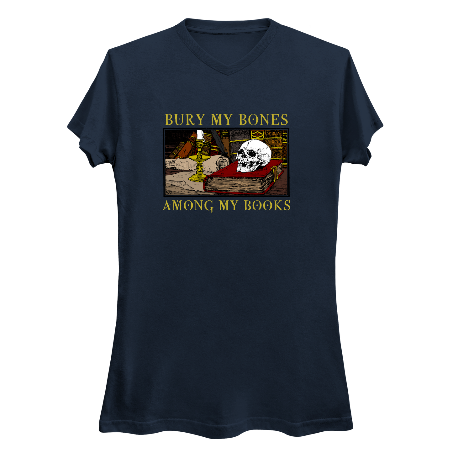 Bury My Bones Among My Books Women's V-Neck