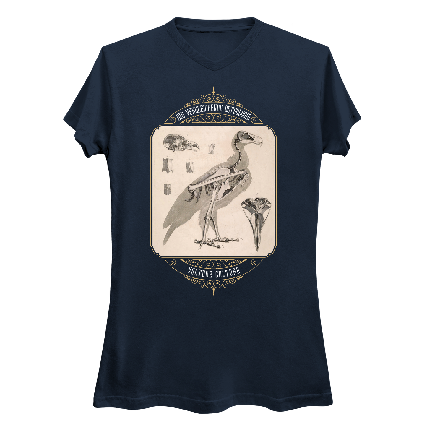 Vulture Culture Bird Skeleton Vintage Illustration Women's V-Neck