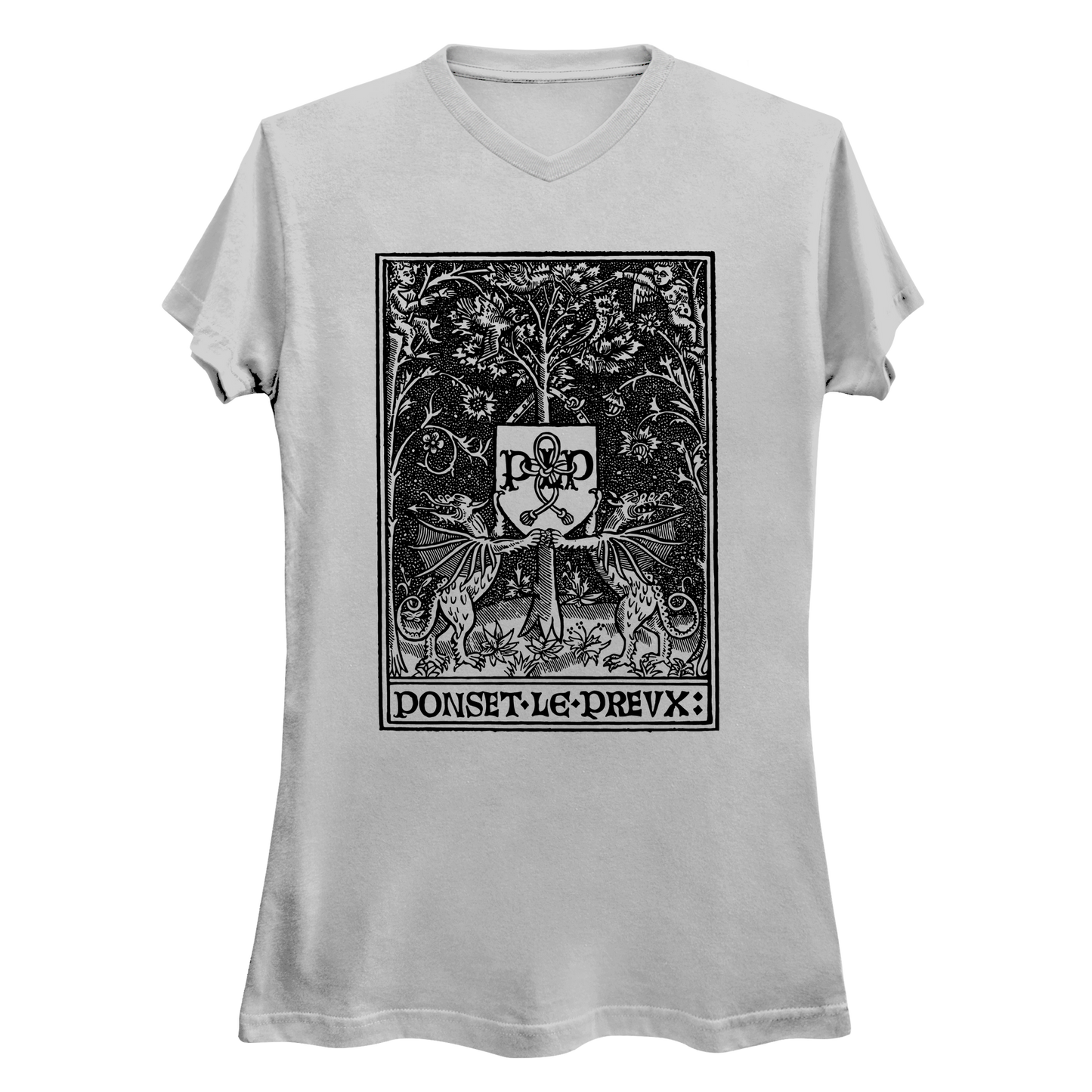 Heraldic Dragons Printer's Mark Women's V-Neck