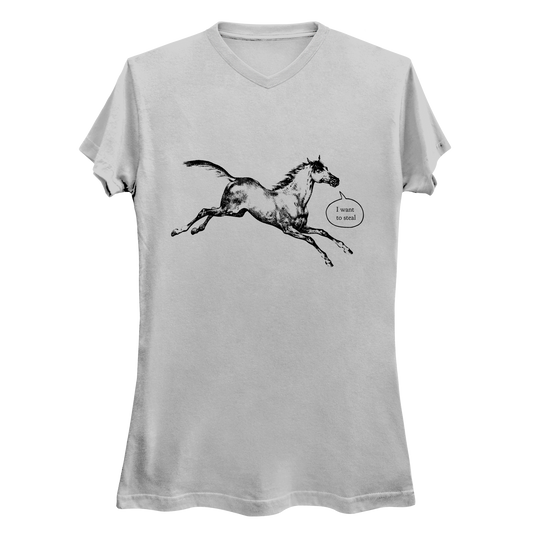 I Want To Steal Talking Horse Women's V-Neck