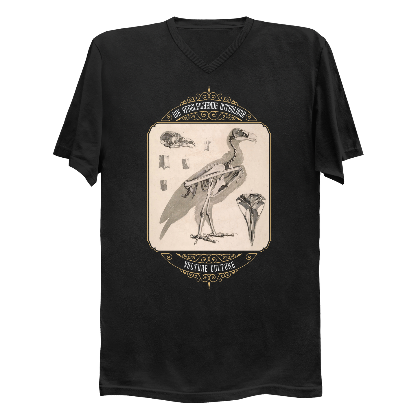 Vulture Culture Bird Skeleton Vintage Illustration Men's V-Neck