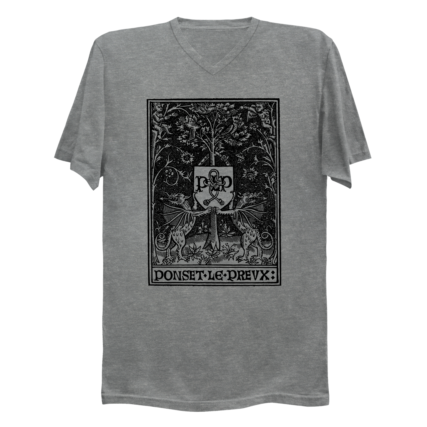 Heraldic Dragons Printer's Mark Men's V-Neck