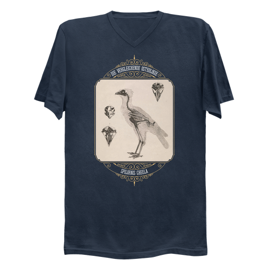 Crested Serpent Eagle Osteology Vintage Illustration Men's V-Neck