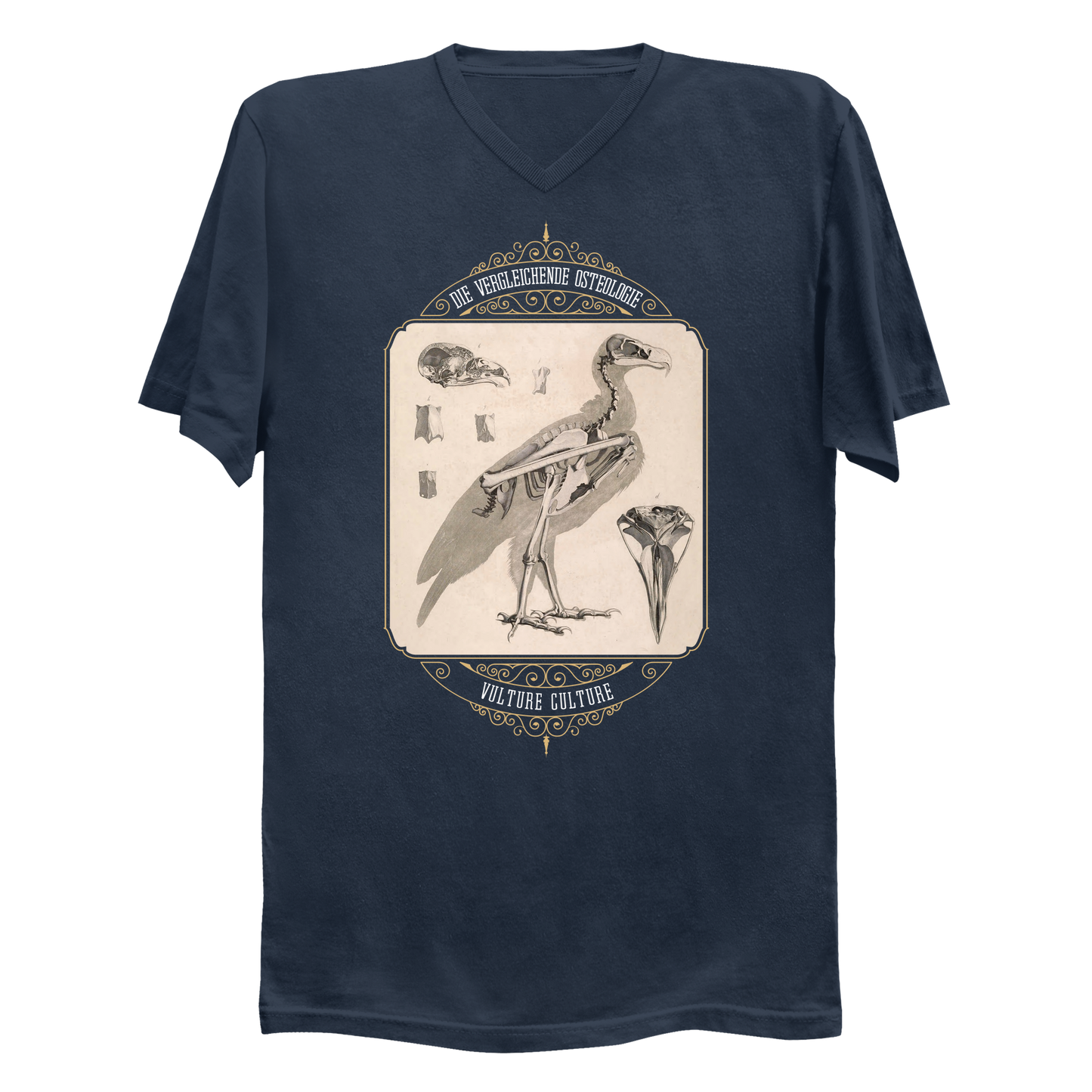 Vulture Culture Bird Skeleton Vintage Illustration Men's V-Neck