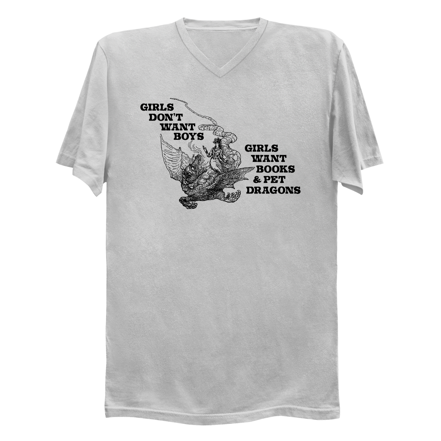 Girls Don't Want Boys Girls Want Books & Pet Dragons Men's V-Neck