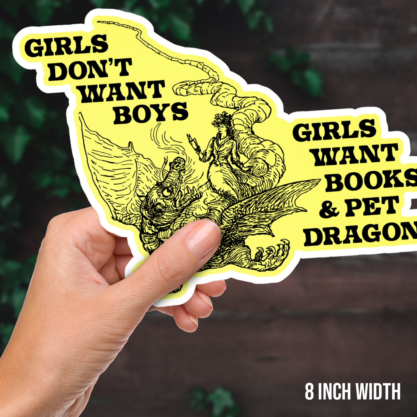 Girls Don't Want Boys Girls Want Books & Pet Dragons Vinyl Sticker